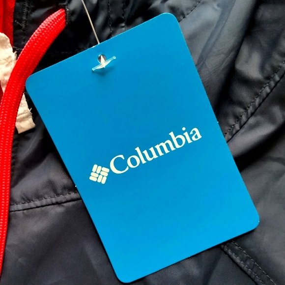 NWT XL Columbia Center Ridge Blue and White Colorblock Windbreaker Rain Jacket - Picture 3 of 14